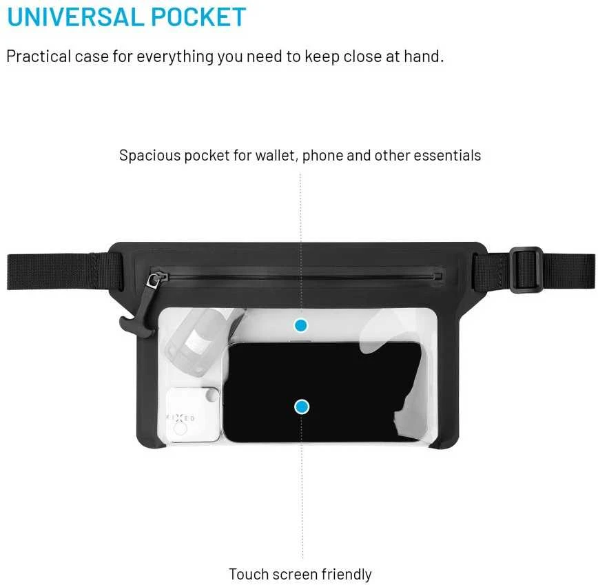 FIXED Dry Belt vandeniui atsparus dėklas, juodos spalvos