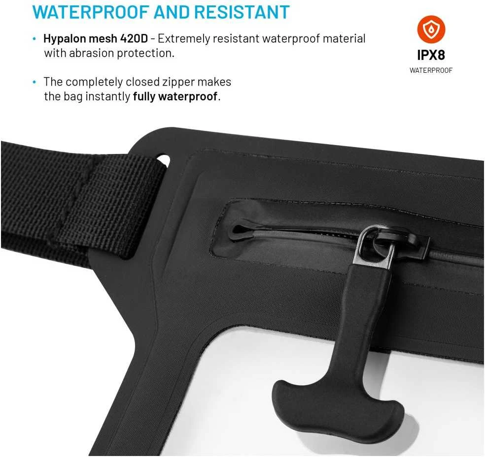 FIXED Dry Belt vandeniui atsparus dėklas, juodos spalvos