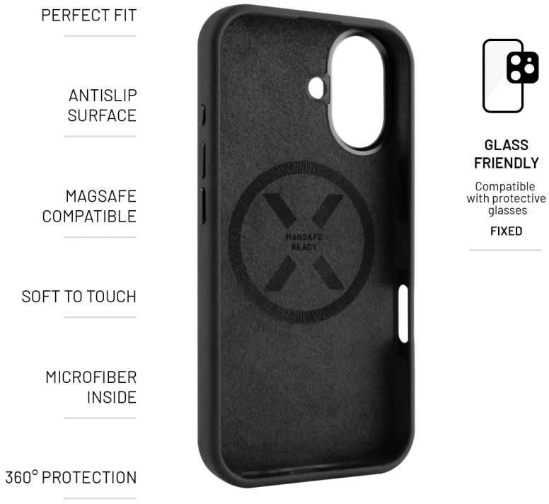 Dėklas Fixed Fiksuotas galinis dangtelis | Apple | iPhone 17 | Skystas silikonas | Juodas | MagFlow
