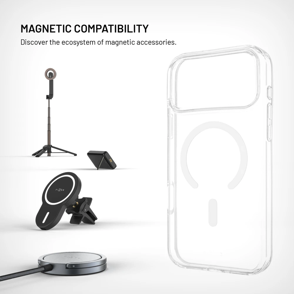 Dėklas Fixed MagPure | Galinis dangtelis | Apple | iPhone 18 Pro Max/17 Pro Max | TPU/PC | Skaidrus | Magsafe