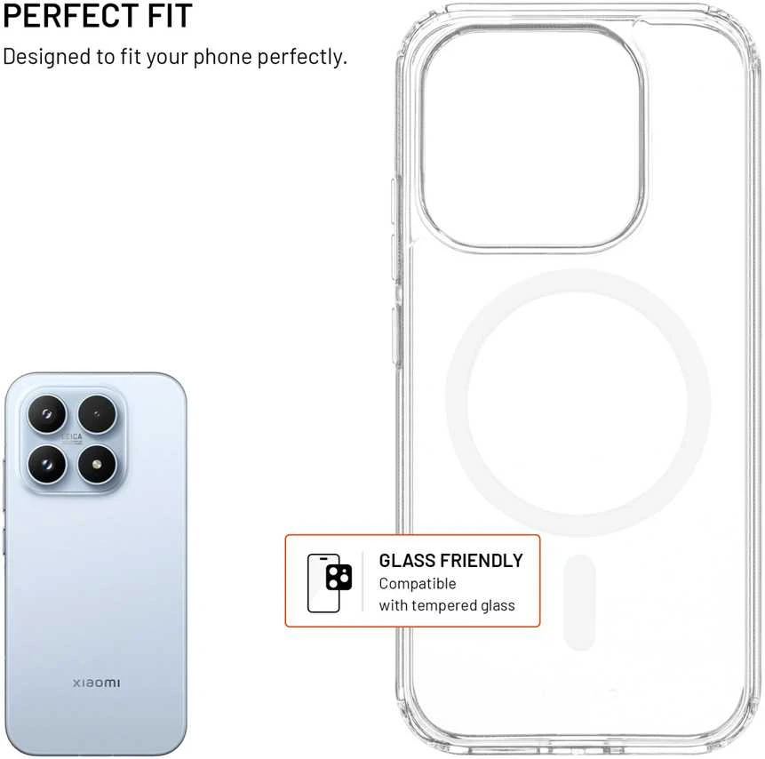 Fixed Fiksuotas „MagPure“ dėklas, skirtas „Xiaomi 17“, skaidrus