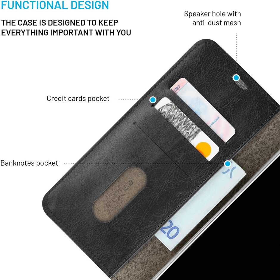 Dėklas FIXED Opus Pouzdro typu kniha pro Motorola Moto G23 juoda