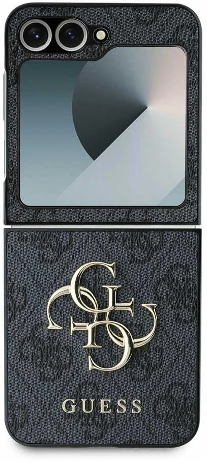 Guess PU 4G Metal Logo Samsung Galaxy Z Flip6 dėklas telefonui pilkos spalvos