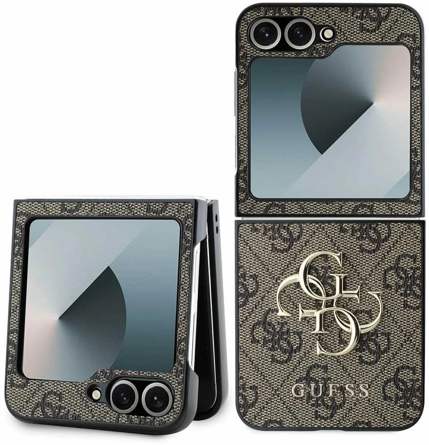 Guess PU 4G Metal Logo Samsung Galaxy Z Flip6 dėklas telefonui rudos spalvos