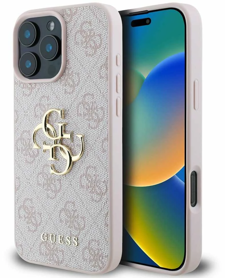 GUESS dėklas skirtas Apple iPhone 16 Pro Max GUHCP16X4GMGPI (4G PU Big Logo) rožinės spalvos