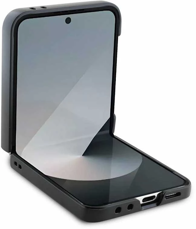 Guess PU 4G Metal Logo dėklas skirtas Samsung Galaxy Z Flip 6/7 FE rožinės spalvos
