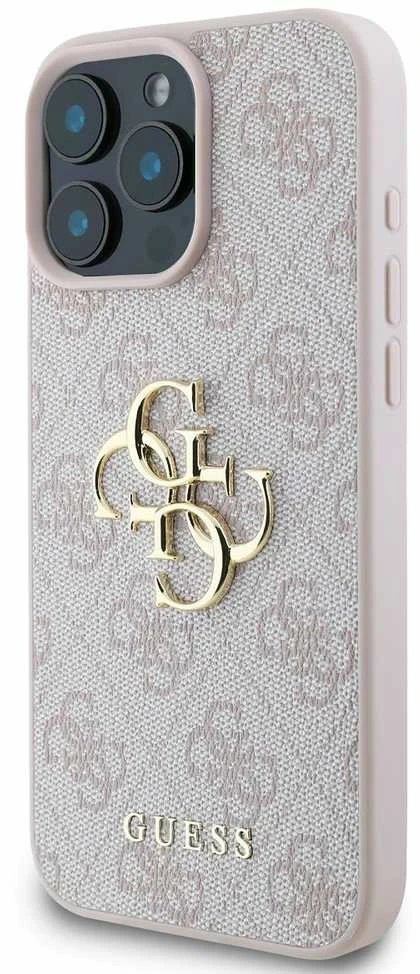 GUESS dėklas skirtas Apple iPhone 16 Pro GUHCP16L4GMGPI (4G PU Big Logo) rožinės spalvos