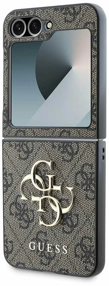 Guess PU 4G Metal Logo Samsung Galaxy Z Flip6 dėklas telefonui rudos spalvos