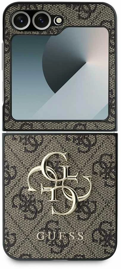 Guess PU 4G Metal Logo Samsung Galaxy Z Flip6 dėklas telefonui rudos spalvos