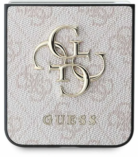 Guess PU 4G Metal Logo dėklas skirtas Samsung Galaxy Z Flip 6/7 FE rožinės spalvos