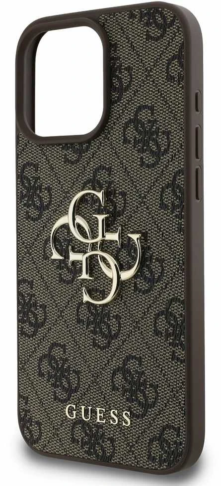 GUESS dėklas skirtas Apple iPhone 16 Pro GUHCP16L4GMGBR (4G PU Big Logo) rudos spalvos