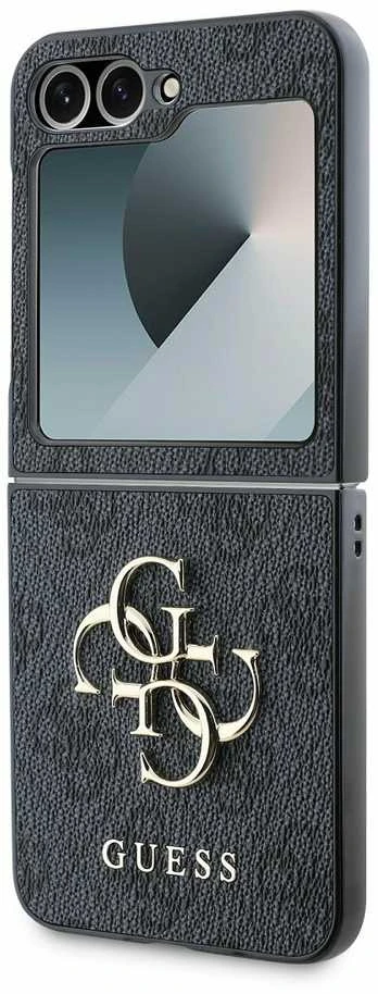 Guess PU 4G Metal Logo Samsung Galaxy Z Flip6 dėklas telefonui pilkos spalvos