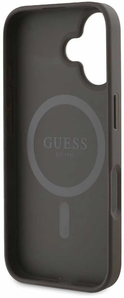 Guess PU 4G Peony MagSafe Apple iPhone 16 dėklas telefonui rudos spalvos
