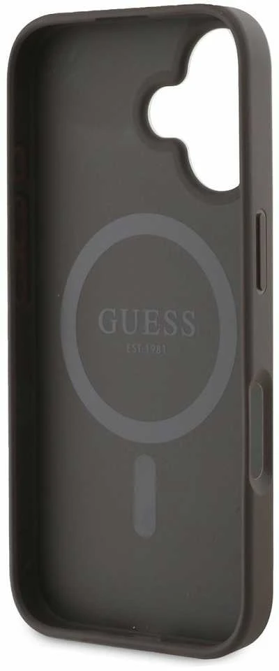 Guess PU Leather 4G Colored Ring MagSafe Apple iPhone 16 Plus dėklas telefonui rudos spalvos