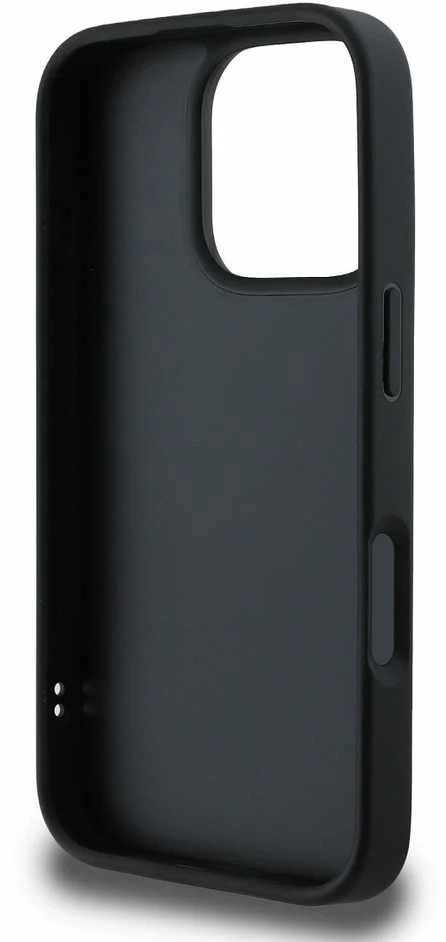 Guess GUHCP16LPSQSQSK Apple iPhone 16 Pro 6.3″ juodos spalvos kietas dėklas Quilted Metal Logo