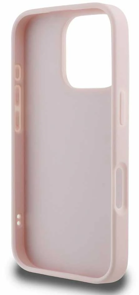 Guess Quilted Metal Logo Apple iPhone 16 Pro - dėklas telefonui rožinės spalvos