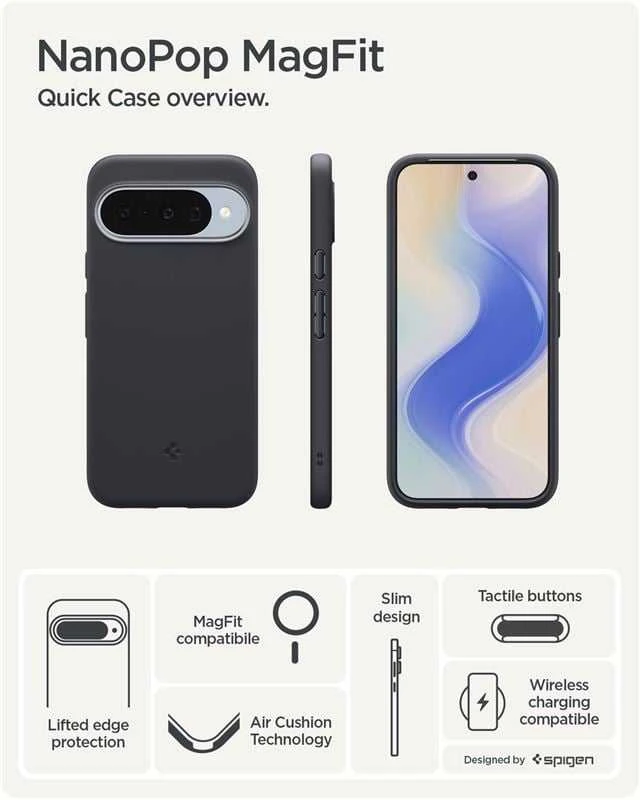 Spigen Nano Pop Mag MagSafe dėklas, skirtas Google Pixel 10/10 Pro - Juodas