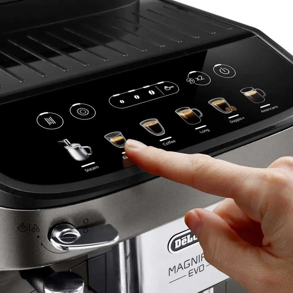 Kavos aparatas Delonghi | | ECAM 290.42.TB Magnifica Evo | Slėgis 15 bar | Su pieno plakikliu | Automatinis | 1450 W | Sidabrinis/Juodas