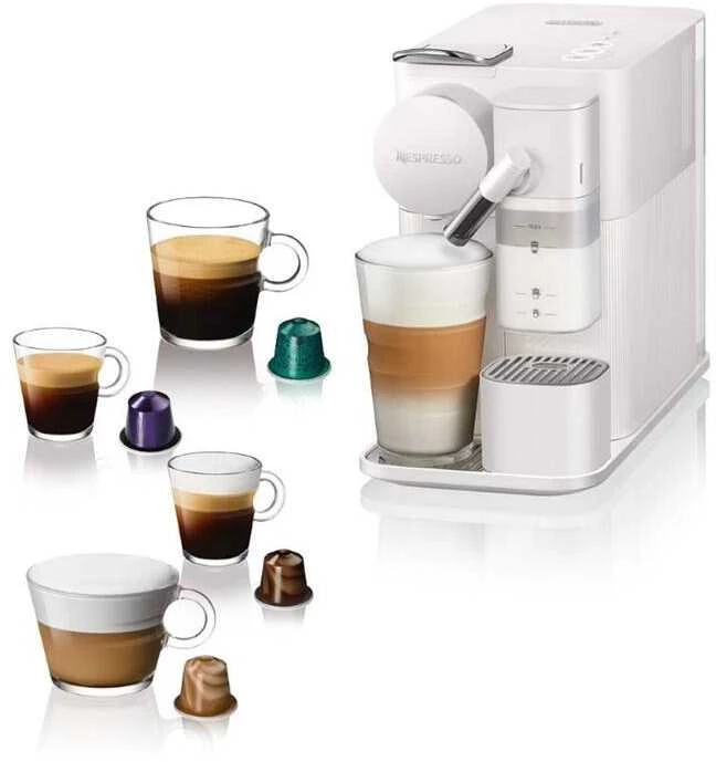 Automatinis kavos aparatas su pieno plakikliu Delonghi EN510.W Nespresso, Baltos spalvos