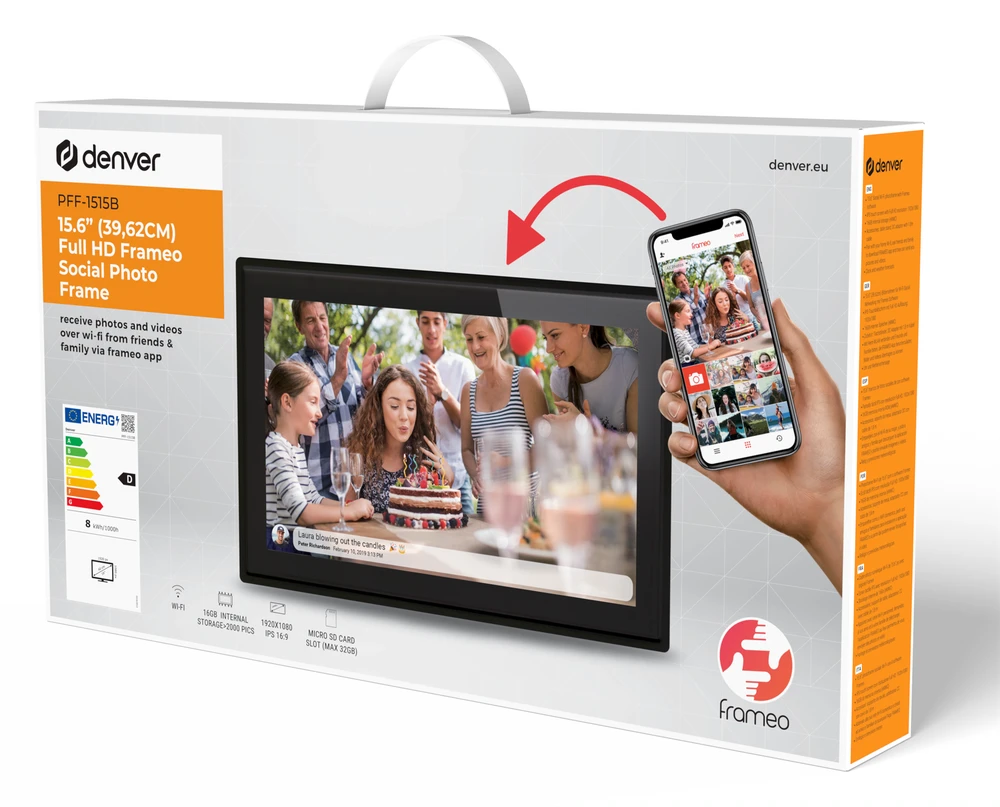 Nuotraukų rėmelis Denver Frameo PFF-1515B 15.6" Digital Frame - Juodas