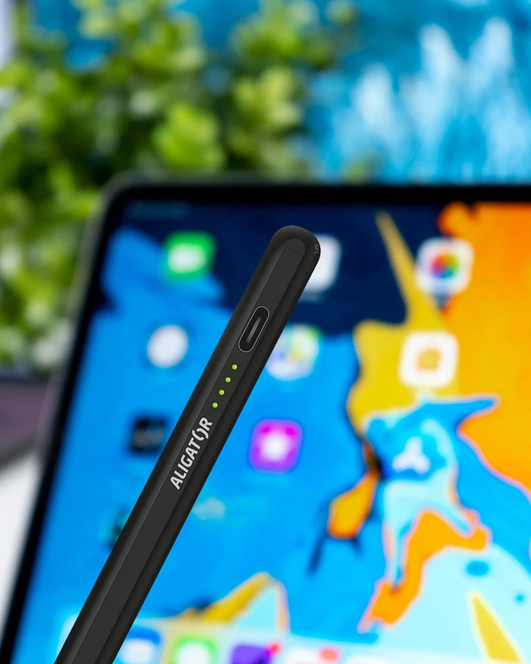 Aligator jutiklinis rašiklis iPad su išmaniuoju antgaliu, juodas aprašymas - Prekės nuotrauka