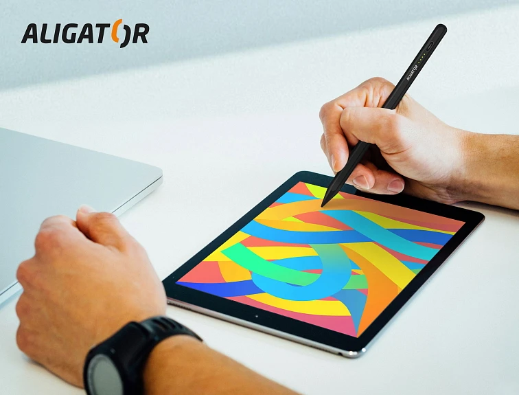 Aligator jutiklinis rašiklis iPad su išmaniuoju antgaliu, juodas aprašymas - Prekės nuotrauka