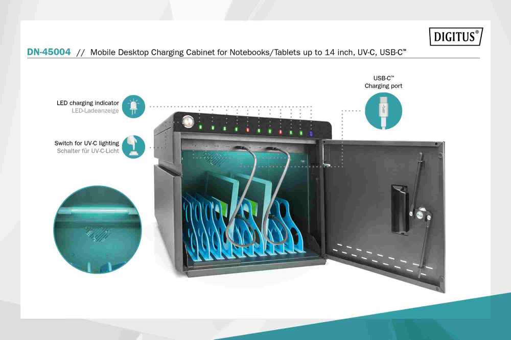 Digitus | Mobile Desktop Charging Cabinet for Notebooks/Tablets iki 14' | DN-45004