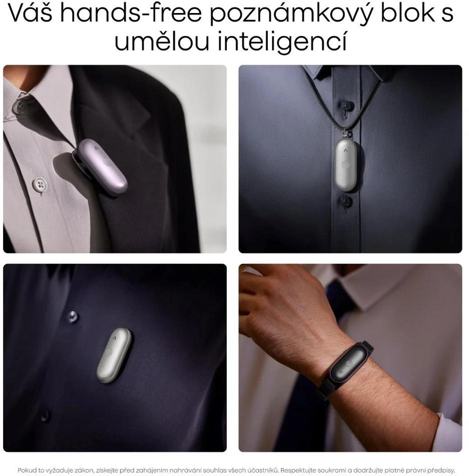 Diktofonas PLAUD NotePin S, Sidabrinis