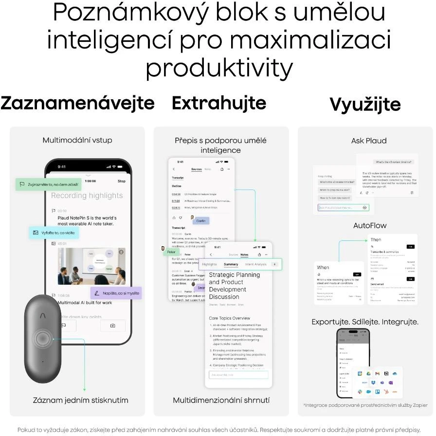 Diktofonas PLAUD NotePin S, Violetinis