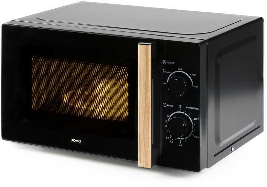 DOMO DO2820 mikrobangų krosnelė orkaitė - 20L - 700W - 35 min laikmatis - Atitirpinimo funkcija - L44 x D35,8 x A 25,8 cm - Juodas medžio apdaila