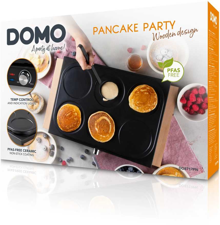Domo DOMO DO8717PN Šeimyninė blyninė su keramine danga, medžio raštu