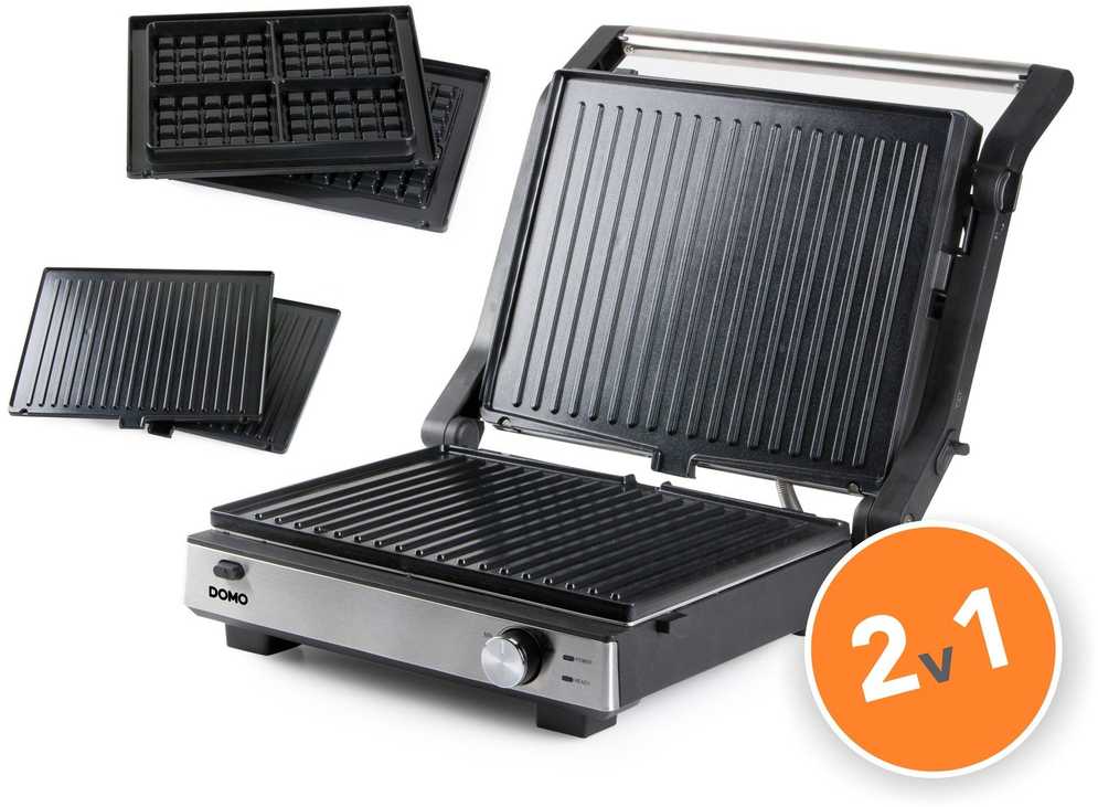 Vaflinė DOMO DO9287G juodos spalvos 166 W elektrinė ištraukiama kepsninė + vaflių keptuvė