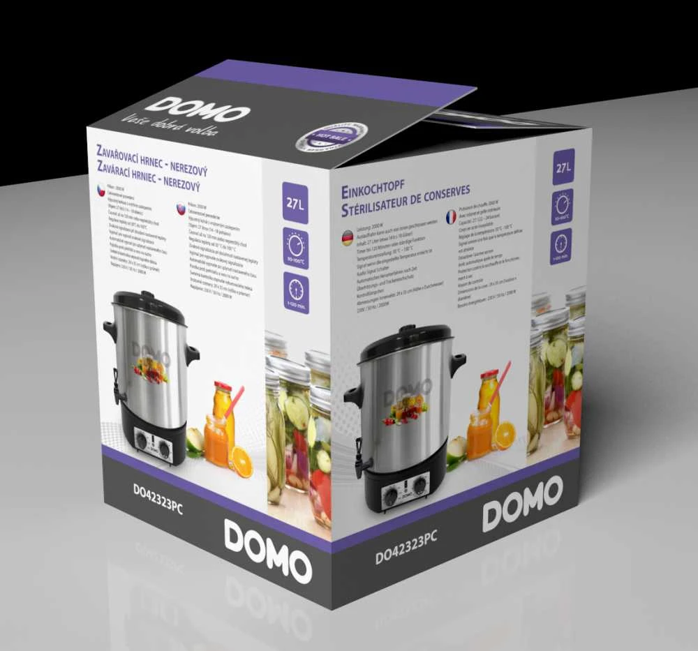 DOMO DO42323PC pusiau automatinis nerūdijančio plieno konservavimo puodas, 2000 W