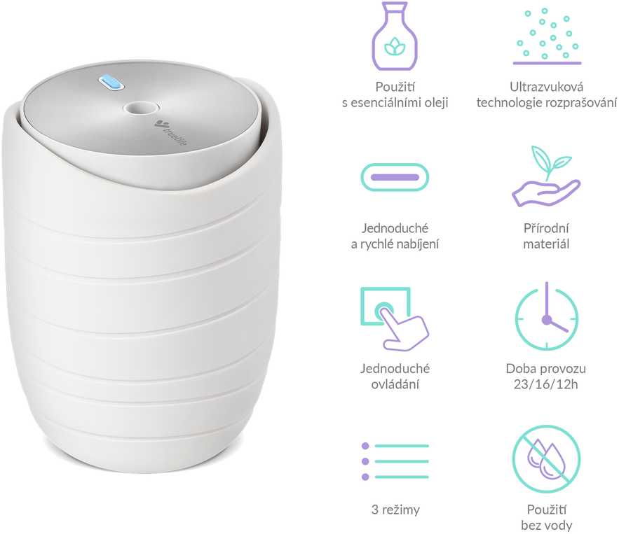 Drėkintuvas „TrueLife“ aromaterapinis difuzorius AIR difuzorius WL5 2000mAh