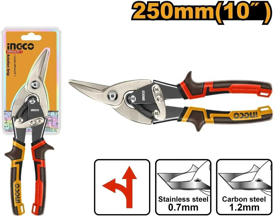 DTZ INGCO Lakštinio metalo žirklės, lenktos kairės, 250 mm, 10"