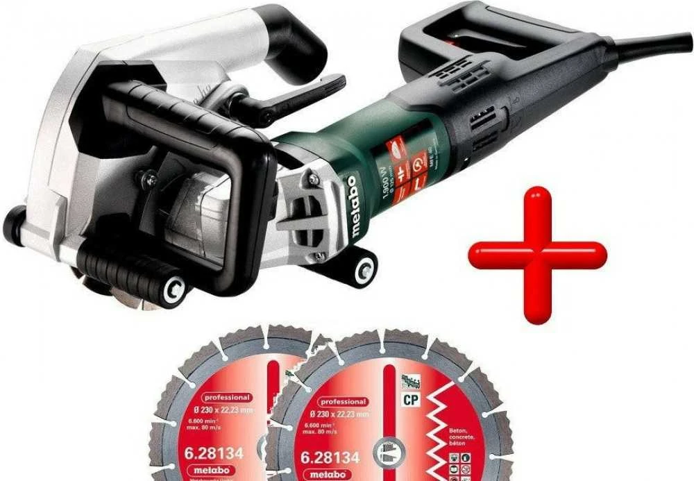 Mūro freza MFE 40 + 2 x Ø125 mm deimantiniai pjovimo diskai, Metabo