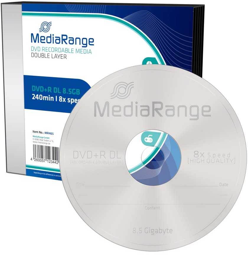 MediaRange DVD+R 8.5GB 5vnt Pack Double Layer 8x Slim