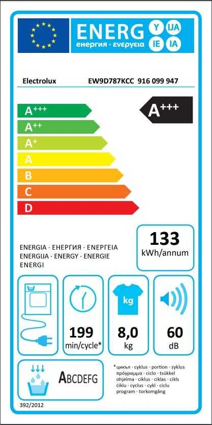 Džiovyklė Electrolux EW9D787KCC