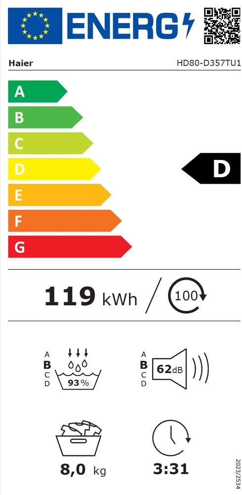 Džiovyklė DRYER HD80-D357TU1-S HAIER