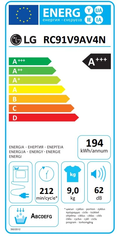 Džiovyklė LG RC91V9AV4N