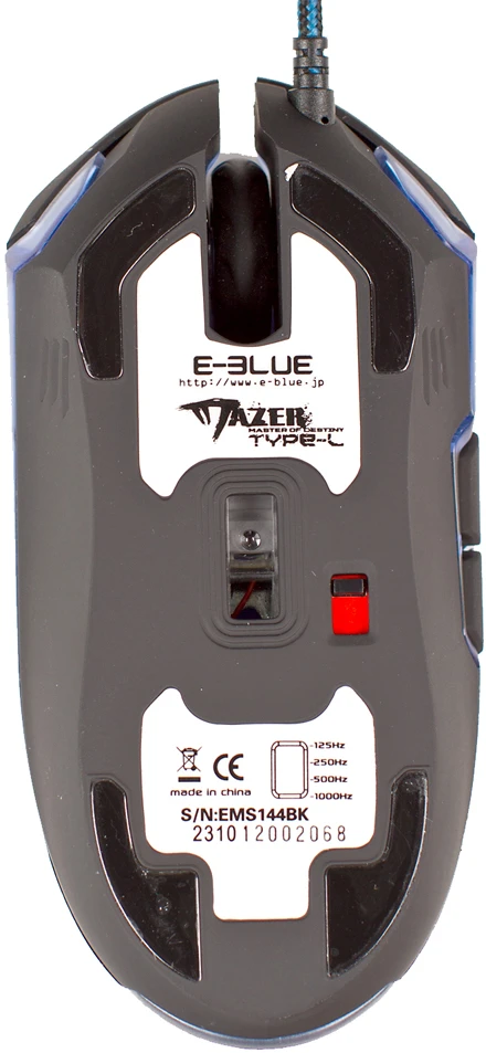 E-Blue E-Mėlyna E-mėlynas Auroza Pelė su laidu, juoda, 3500DPI