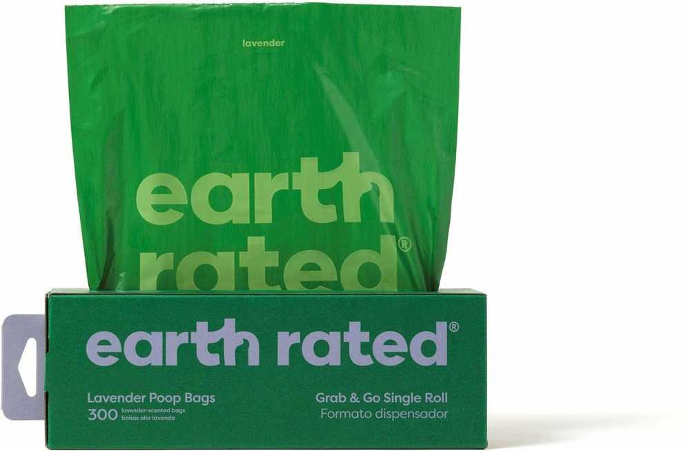 Earth Rated Šunų išmatų maišeliai, 300 vnt., levandų spalvos