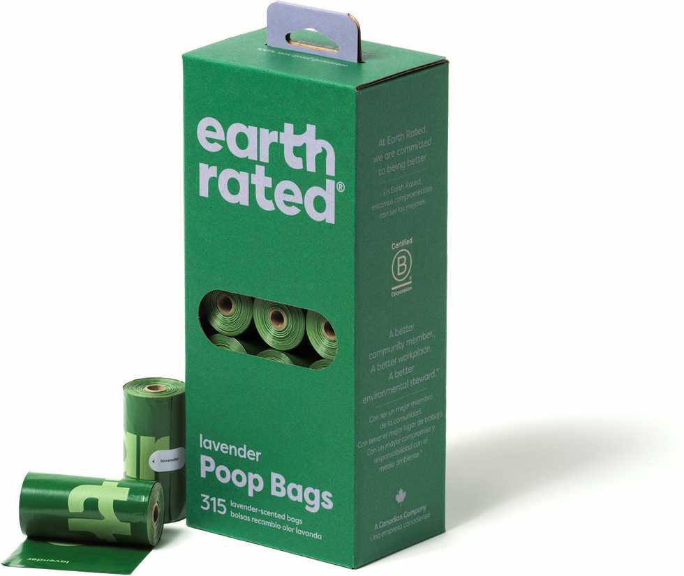 Earth Rated Earth Rated Šunų išmatų maišeliai Eko 21x15 vnt. Levandų spalvos
