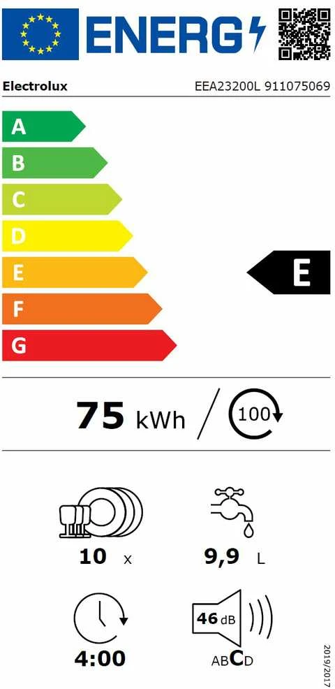 45 cm įmontuojama indaplovė Electrolux EEA23200L