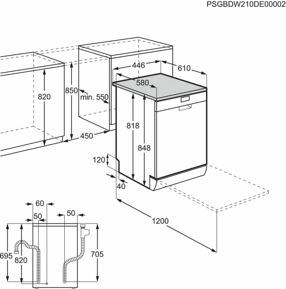 45 cm pločio baltos spalvos indaplovė Electrolux ESS42220SW