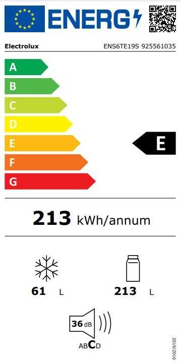 Įm.188.4 cm šaldytuvas su šaldikliu Electrolux ENS6TE19S