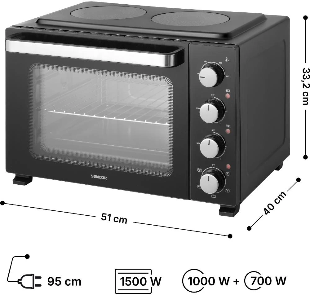 Elektrinė krosnelė Mini piekarnik Sencor piekarnik elektrinis SEO 3580BK