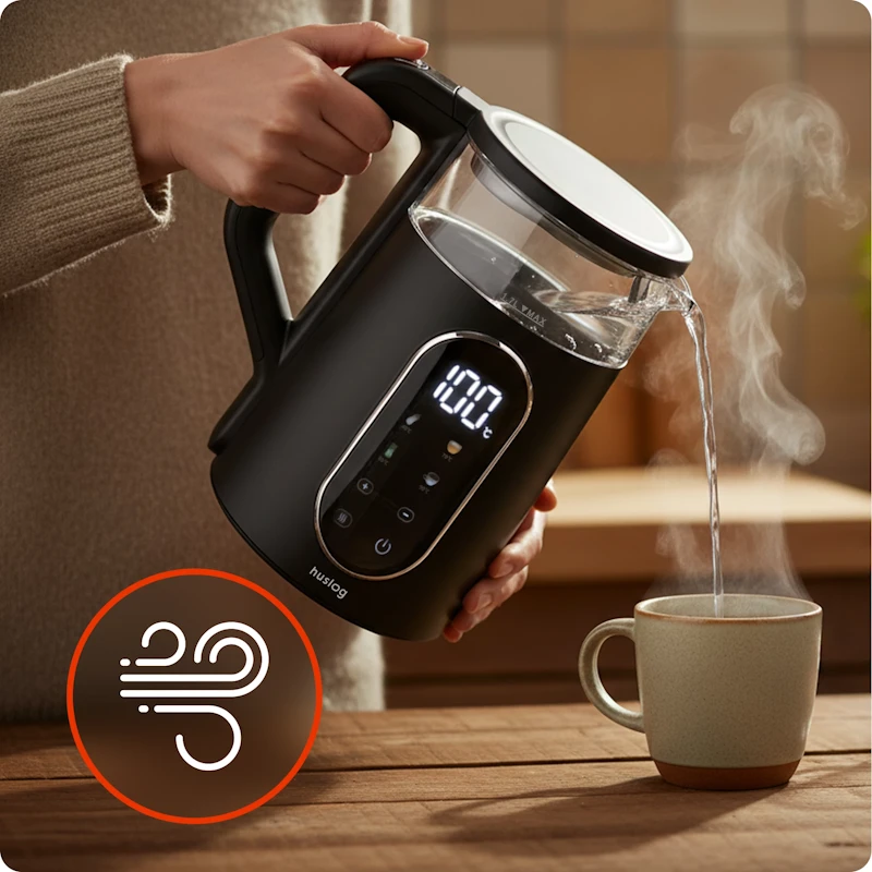 Maestro mPTech Sp. su o.o. Huslog glass virdulys wit touch panel juodas 1,7L 2200W
