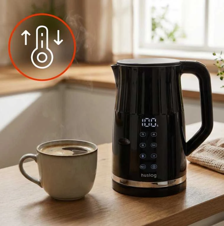 Virdulys Maestro mPTech Sp. su o.o. Huslog griovelių viryklė su jutikliniu skydeliu, juoda, 1,7 l, 2200 W