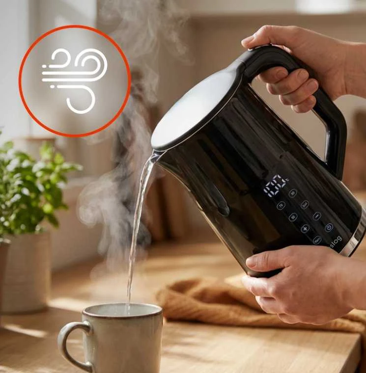 Virdulys Maestro mPTech Sp. su o.o. Huslog griovelių viryklė su jutikliniu skydeliu, juoda, 1,7 l, 2200 W